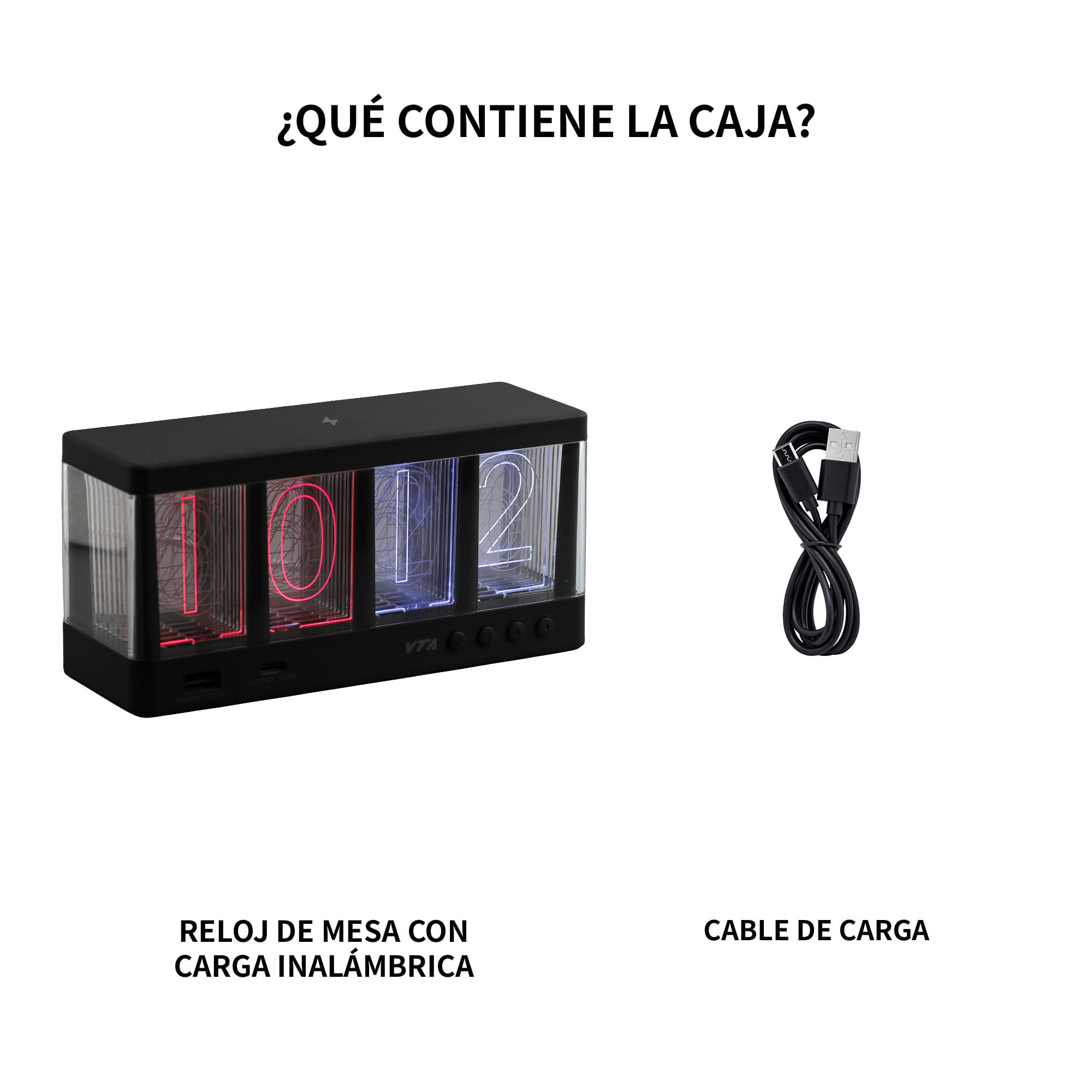 Reloj De Mesa VTA Neon Con Función de Carga Inalámbrica img #5