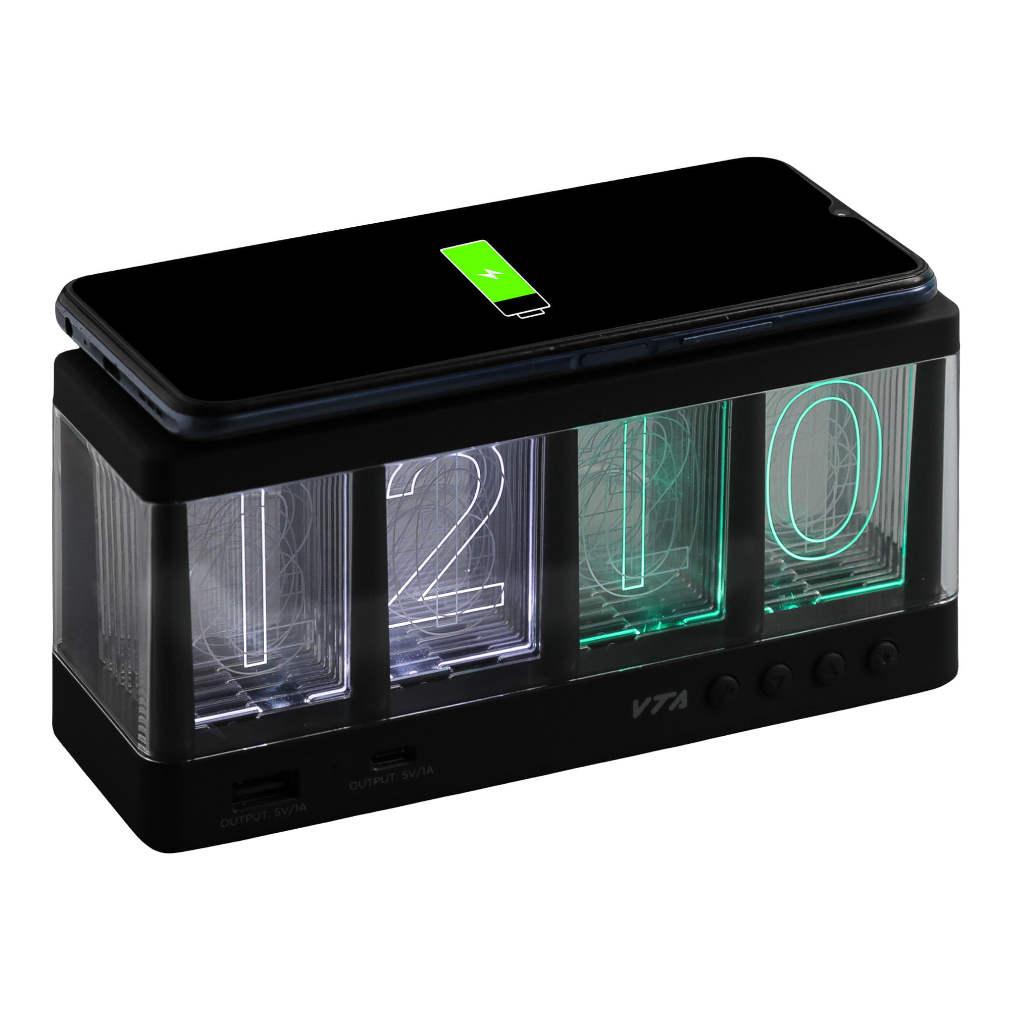 Reloj De Mesa VTA Neon Con Función de Carga Inalámbrica img #4