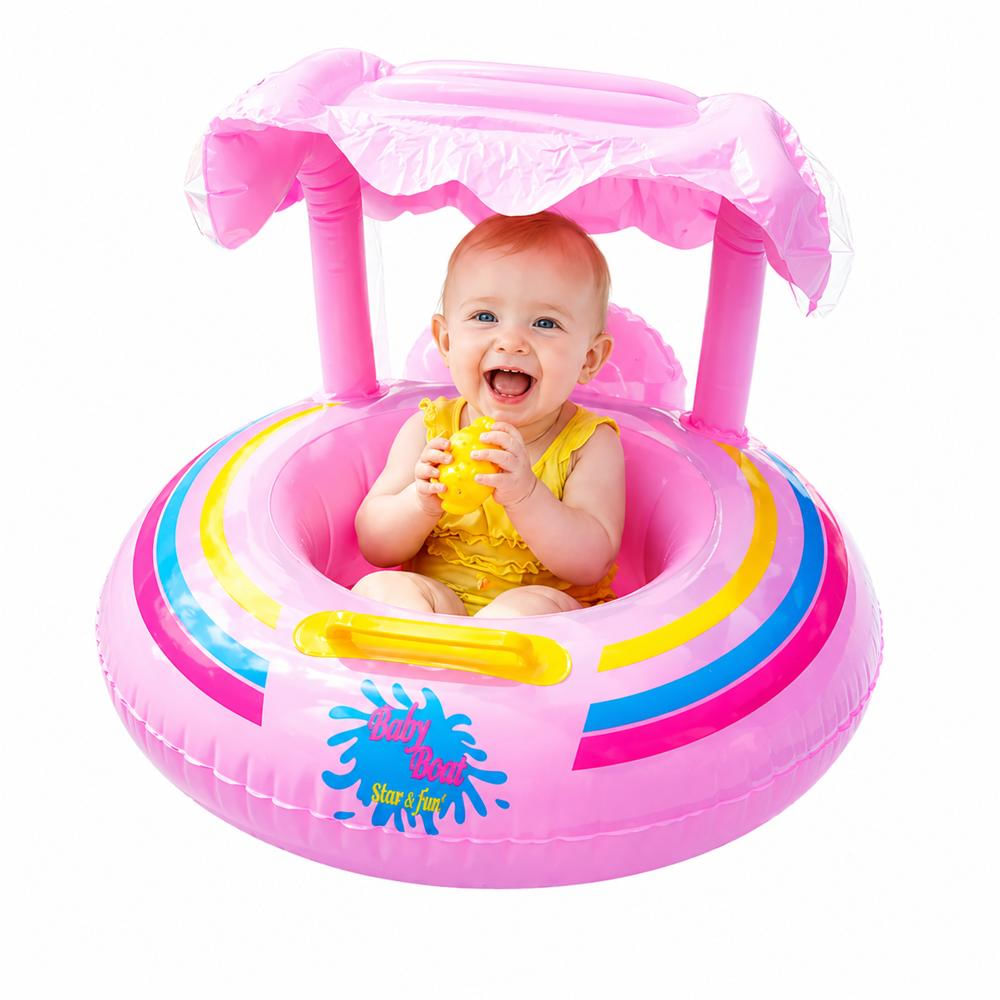 Flotador Bebé Inflable Con Techo Ref. 165 Rosa img #1