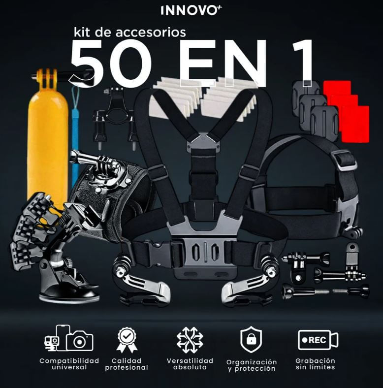 Kit Accesorios Gopro 50 En 1 Profesional Universal Para Cámaras Deportivas Innovo img #5