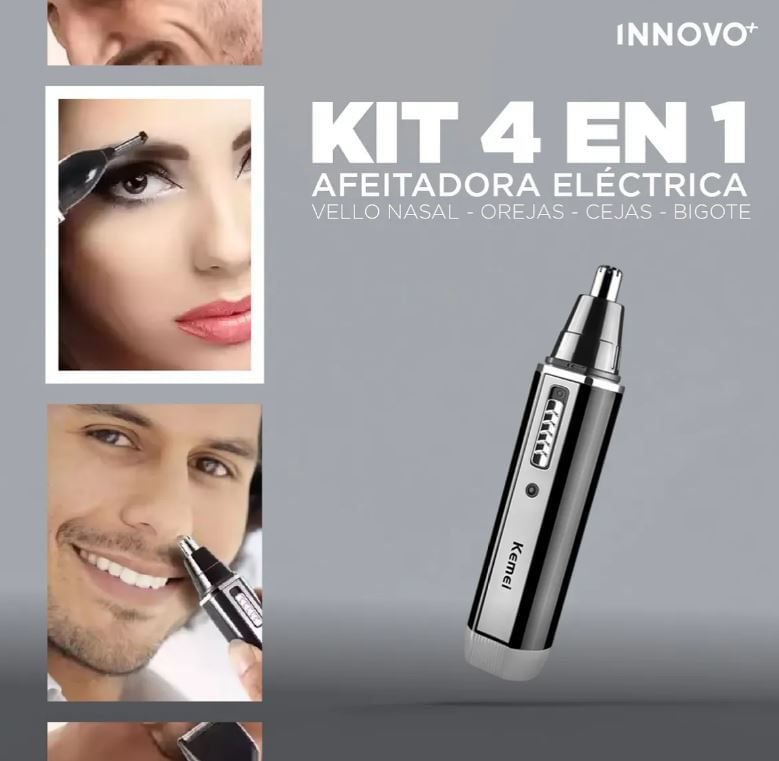 Recortadora Eléctrica 4 En 1 Kemei Nariz Orejas Cejas Barba Recargable img #3