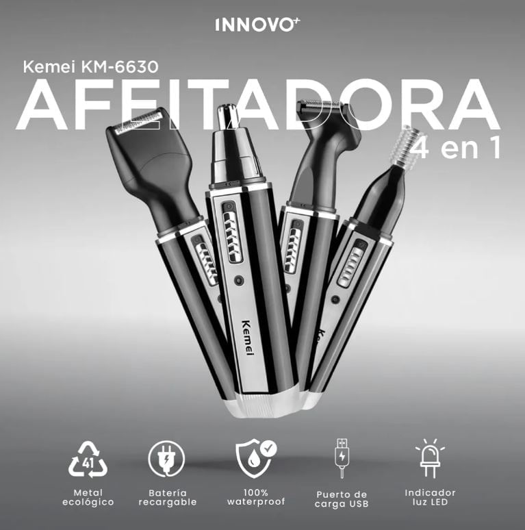 Recortadora Eléctrica 4 En 1 Kemei Nariz Orejas Cejas Barba Recargable img #4