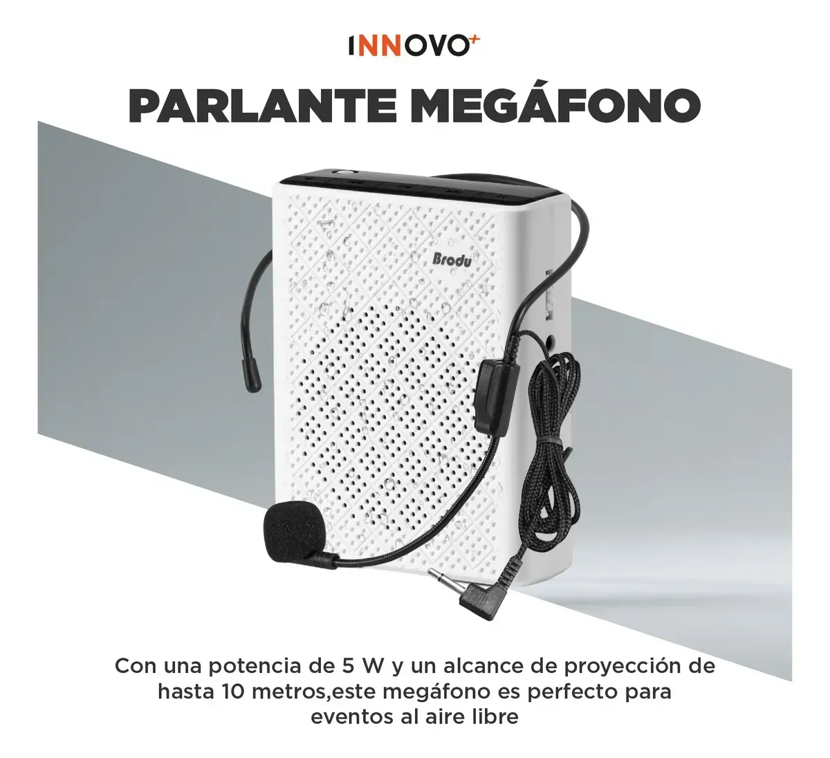 Megáfono Portátil Brodu 5w Sonido Claro Potente Blanco Blanco img #3