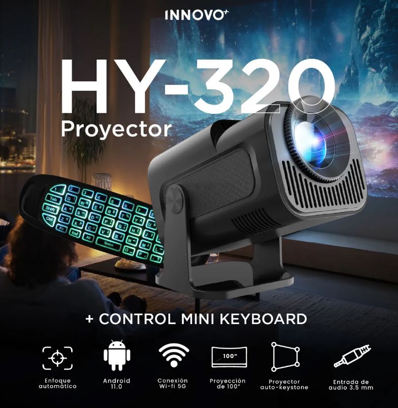 Proyector Android Hy 320 Mini Full Hd 4k 200 Pulgadas Wifi 5g + Control img #2