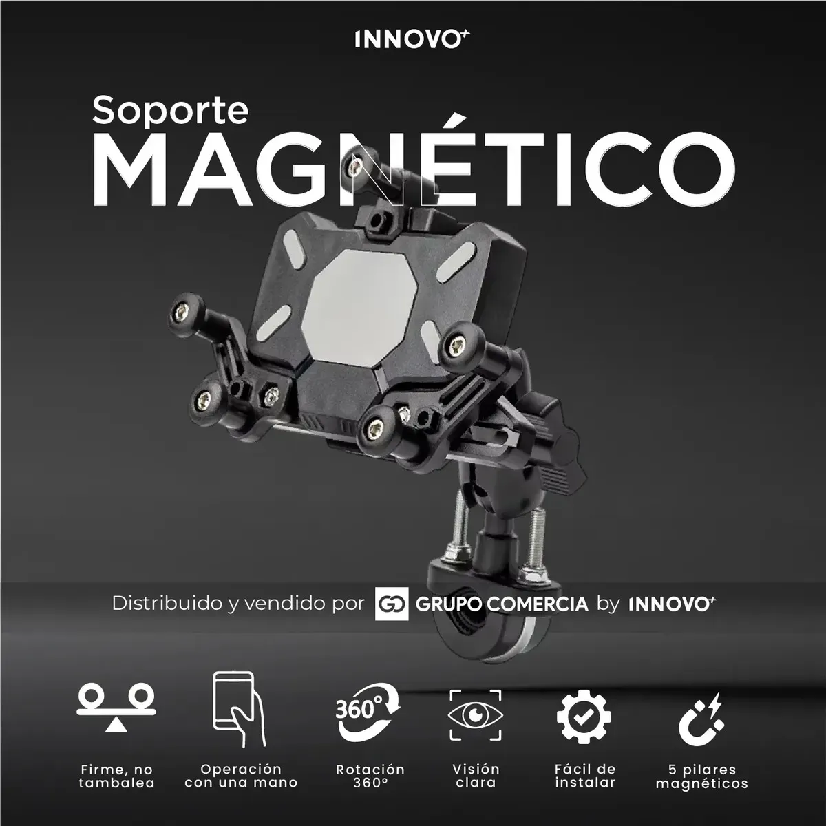 Soporte Celular Moto Antivibración Estabilidad Cualquier Terreno Turismo Negro Negro img #3