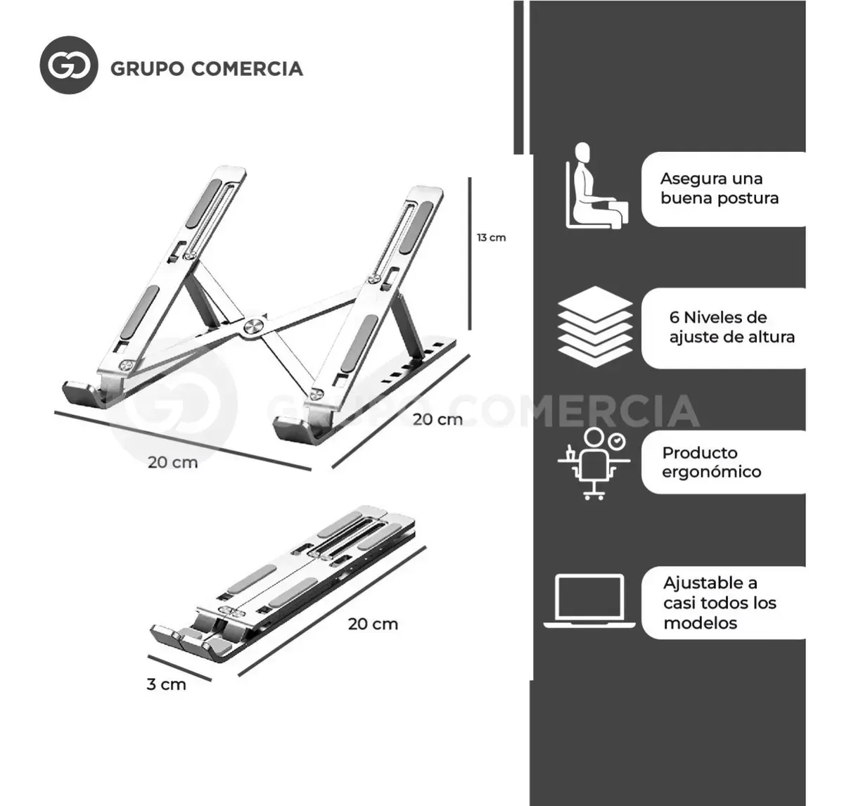 Base Para Pc Laptop Soporte Aluminio Flexible Epik Original img #4
