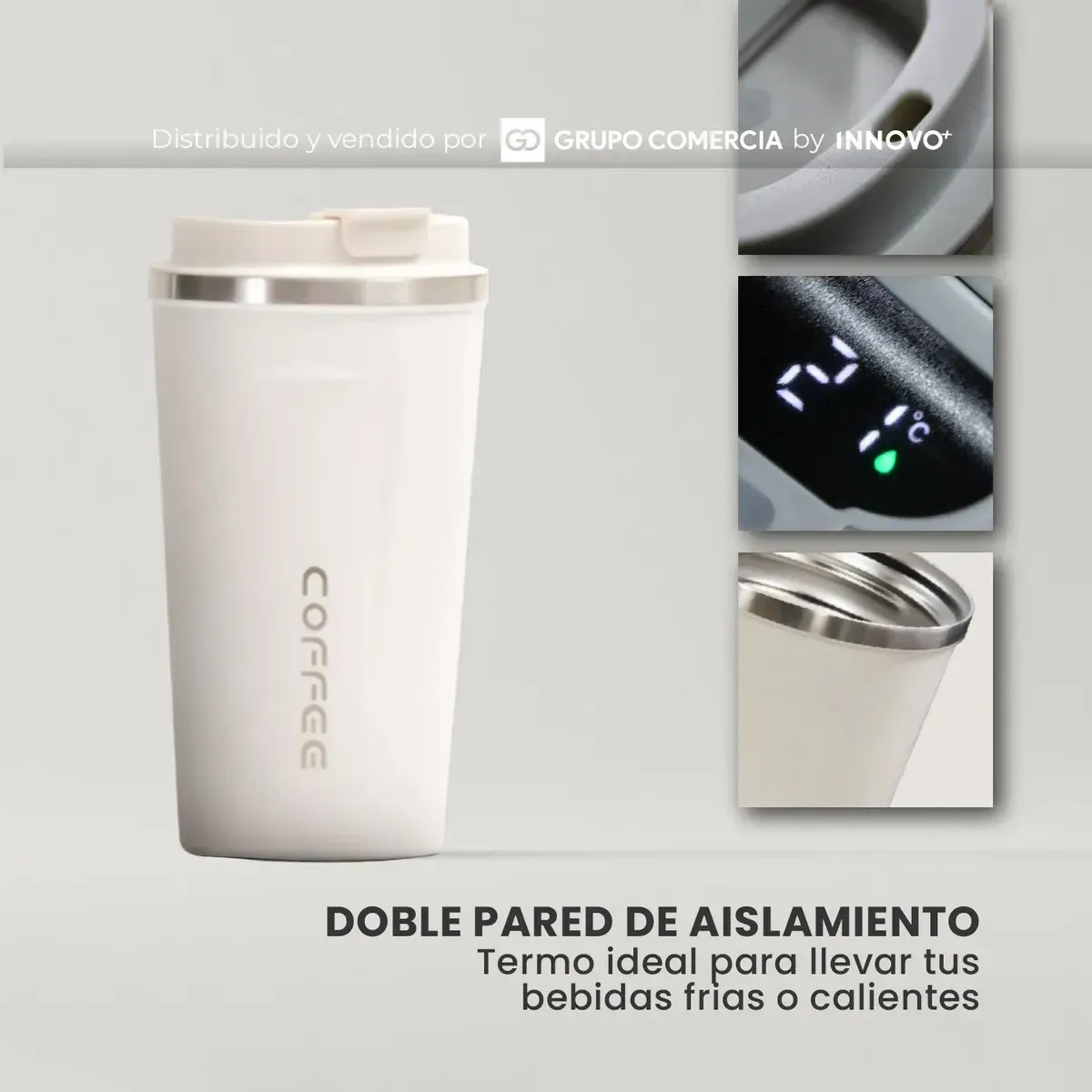 Termo Inteligente Premium 510ml Vaso Térmico De Acero Inoxidable Beige img #6