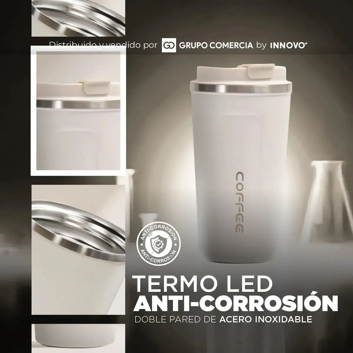 Termo Inteligente Premium 510ml Vaso Térmico De Acero Inoxidable Beige img #2