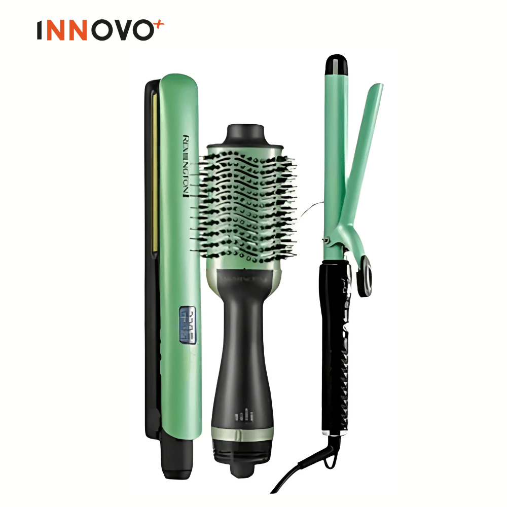 Tri Combo Hair Avocado Cepillo Secador + Plancha Cabello + Rizadora Tubo + Obsequio Toalla Microfibra Cabello img #8