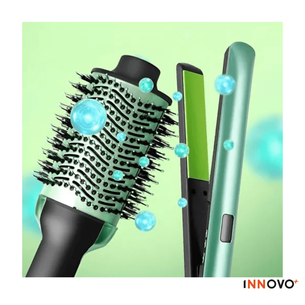 Tri Combo Hair Avocado Cepillo Secador + Plancha Cabello + Rizadora Tubo + Obsequio Toalla Microfibra Cabello img #2
