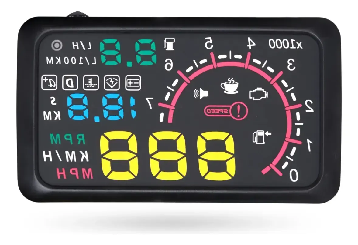 Velocímetro Digital Hud Para Auto Pantalla De Parabrisas Obd Univer Negro Multicolor img #1