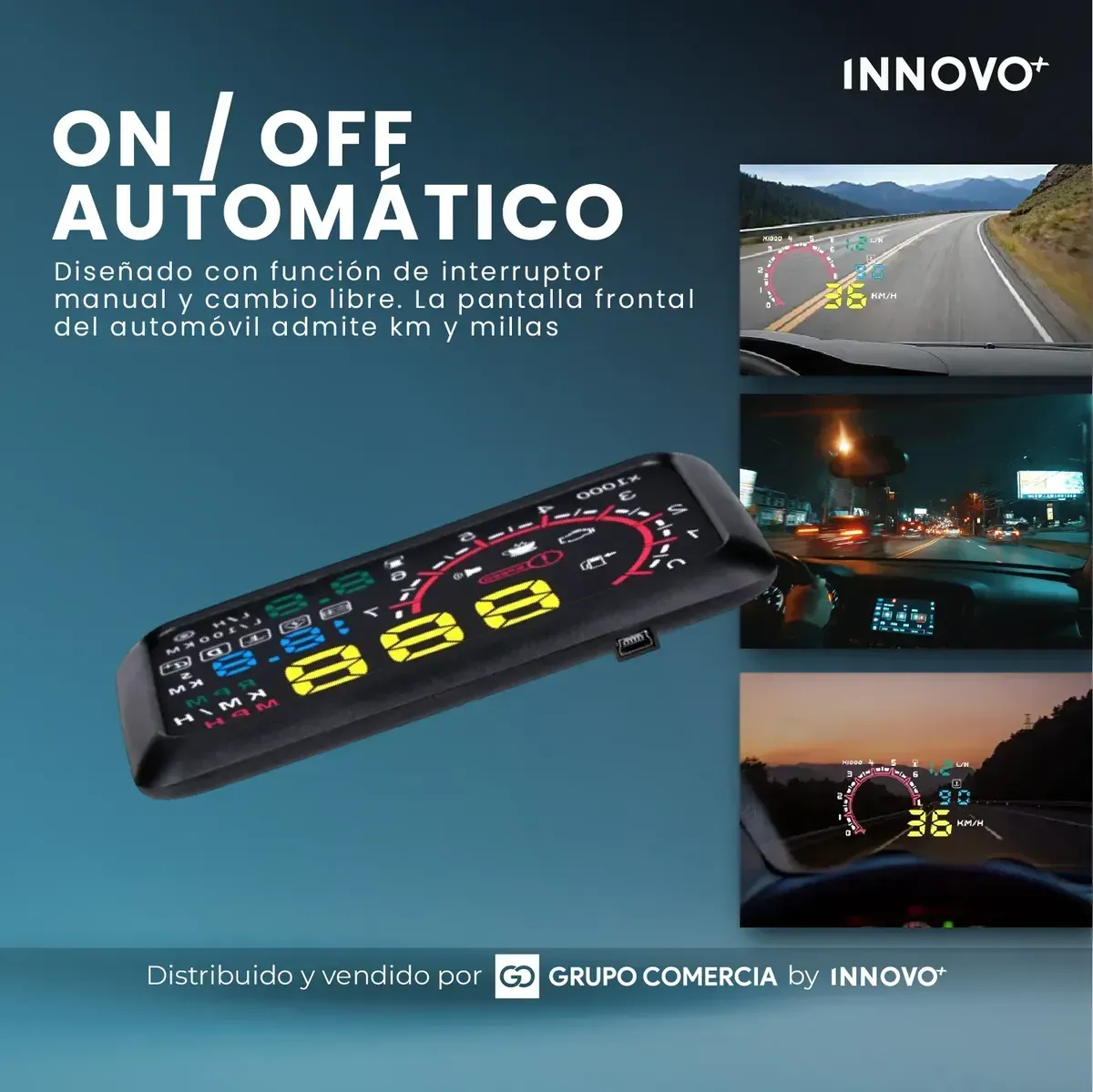 Velocímetro Digital Hud Para Auto Pantalla De Parabrisas Obd Univer Negro Multicolor img #6