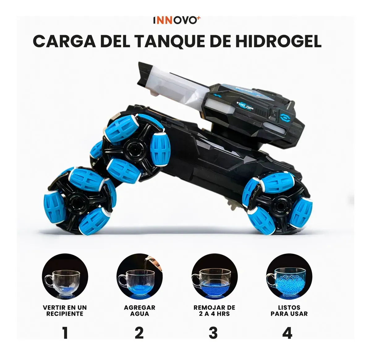 Carro Control Tanque 6 Ruedas Dispara Hidrogel Off-road Y Control 2.4g img #5