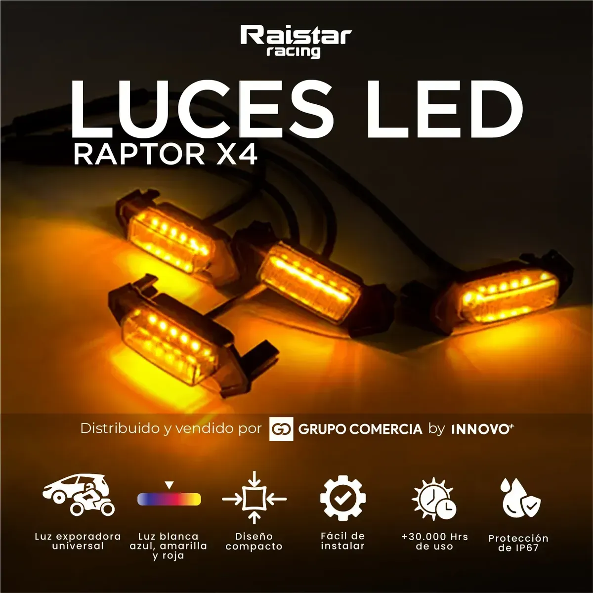 Luces Led Persiana Para Camionetas X4 Raptor Pro Rejilla img #3