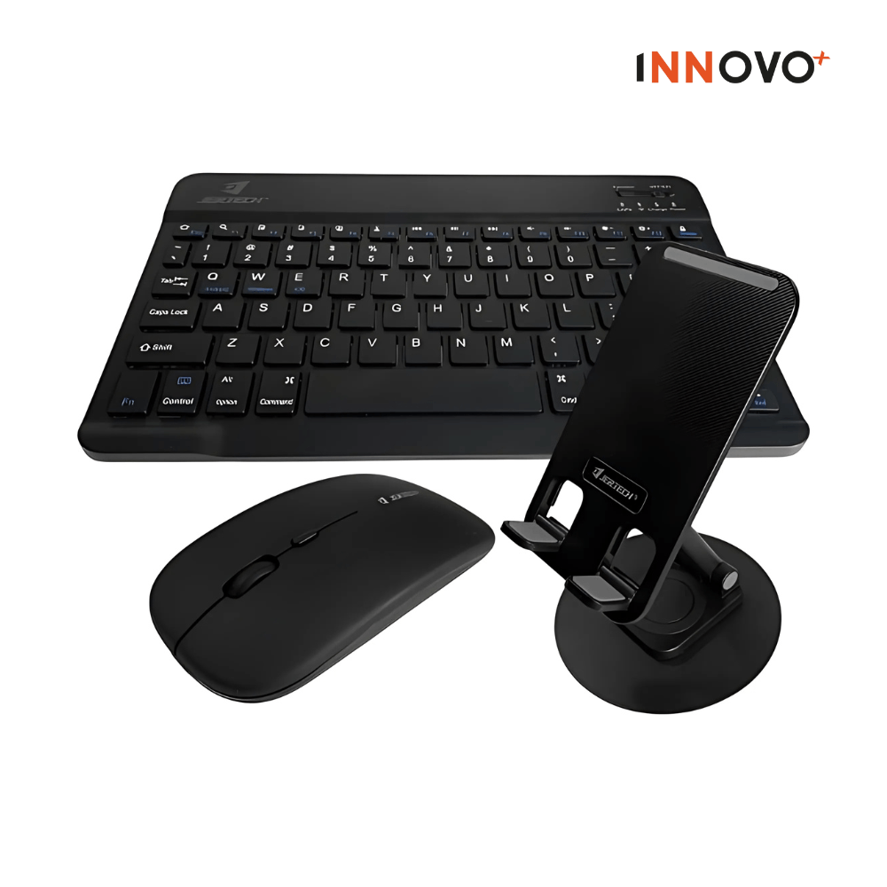 Teclado Inalambrico 3 En 1 Jertech Inn Receptor Usb Mouse Soporte Tablet O Celular Portatil img #1