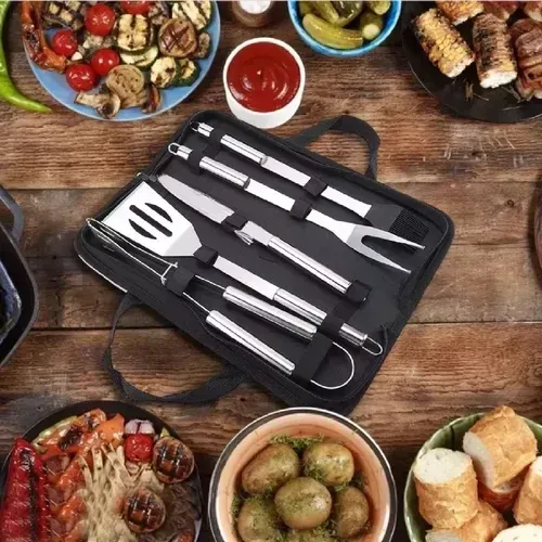 Set Kit Basic De Asado Bbq En Acero Inoxidable Con Estuche img #3