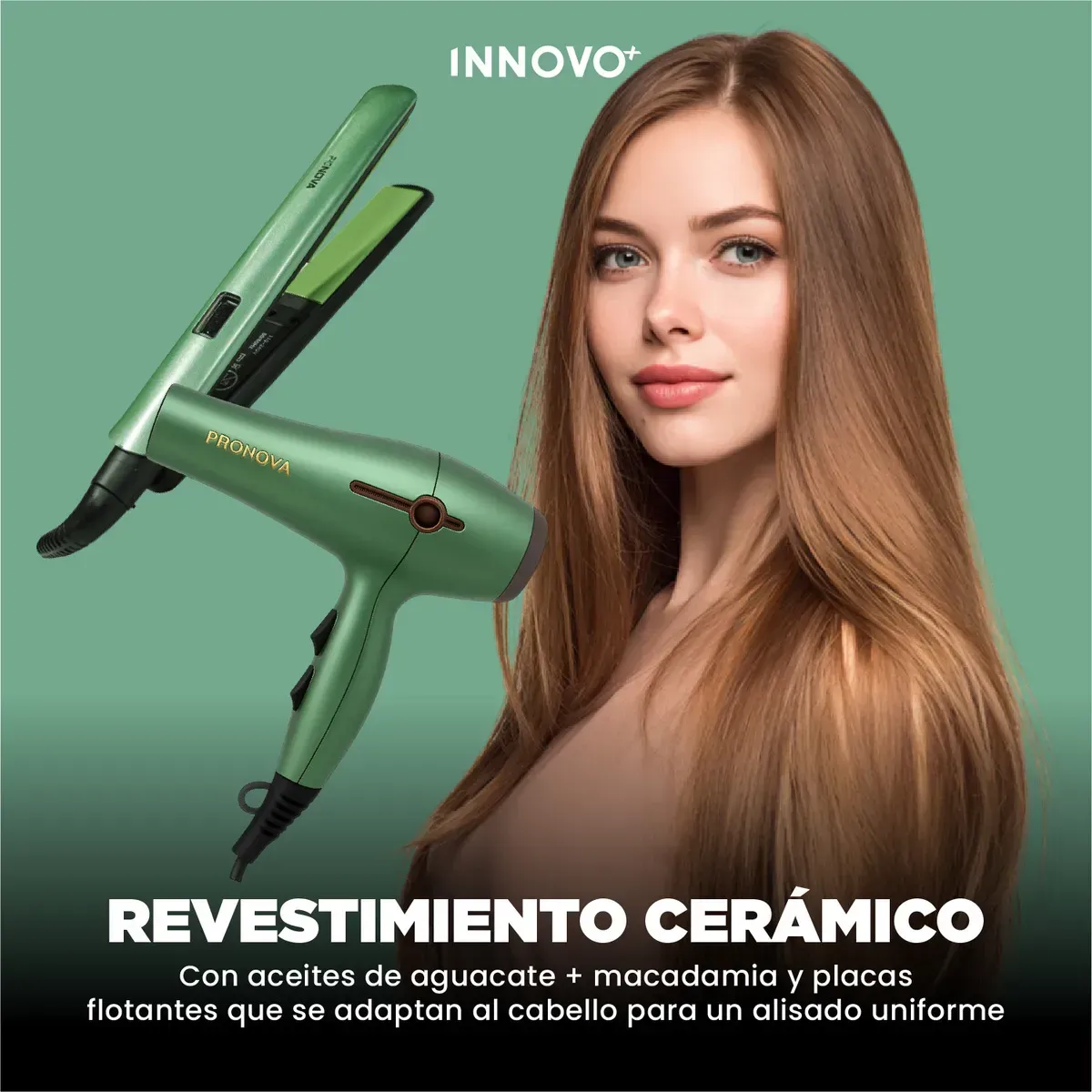 Secador Iónico 5000w Con Plancha De Aguacate Hidratación Extrema Pro Nova Inn Verde 110v Verde 110v img #5