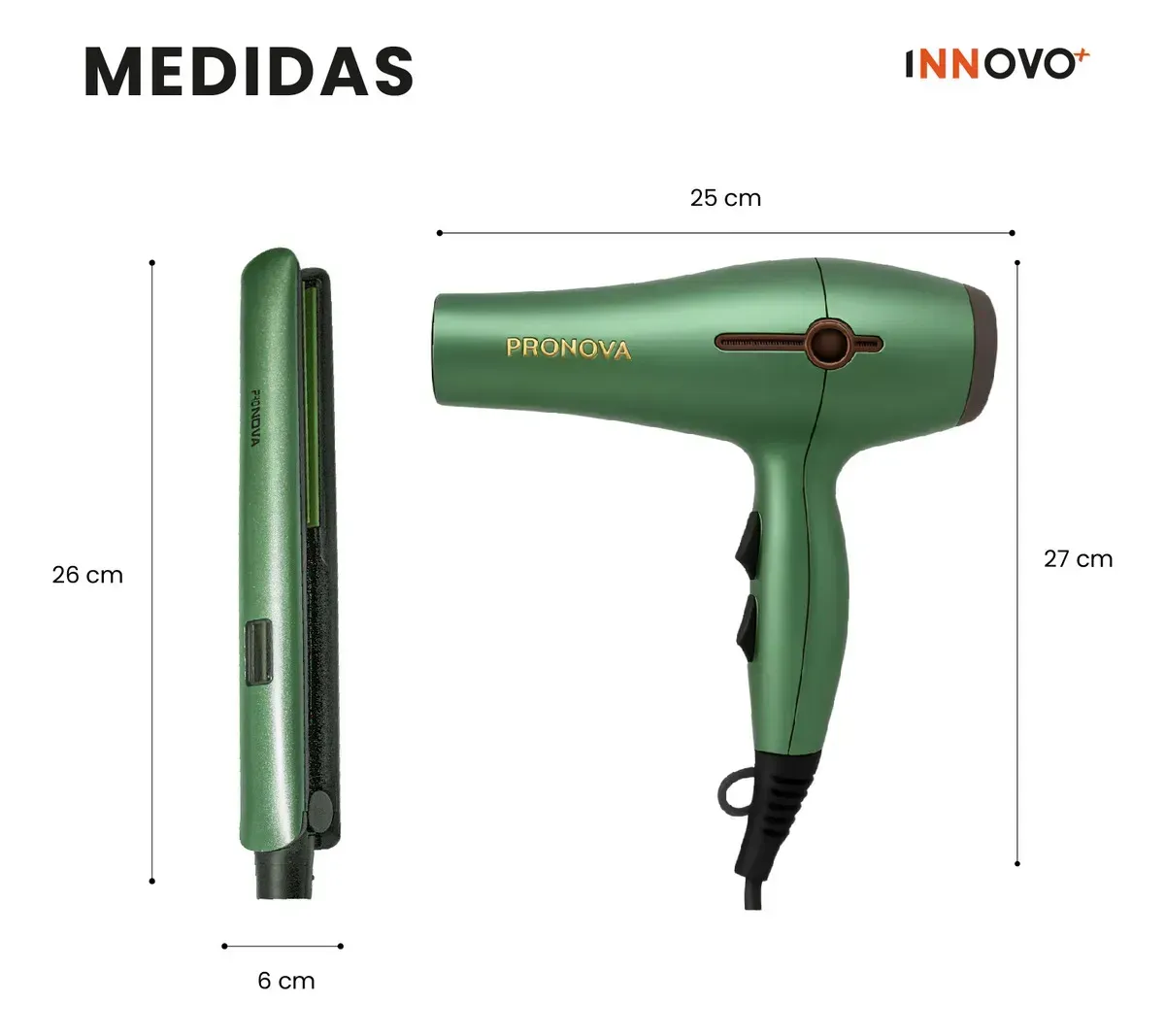 Secador Iónico 5000w Con Plancha De Aguacate Hidratación Extrema Pro Nova Inn Verde 110v Verde 110v img #2