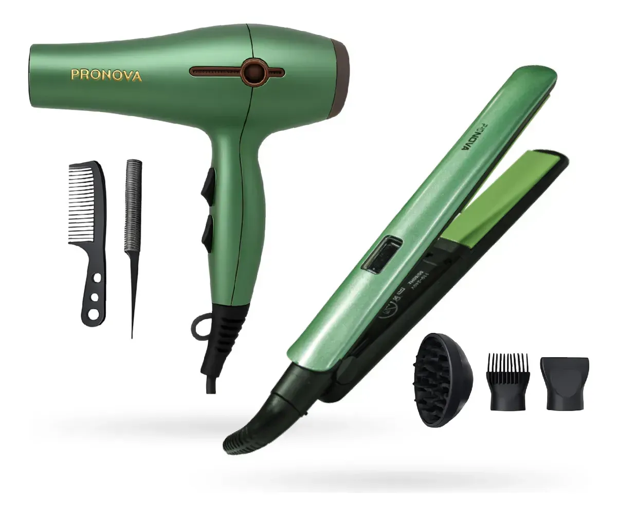 Secador Iónico 5000w Con Plancha De Aguacate Hidratación Extrema Pro Nova Inn Verde 110v Verde 110v img #1