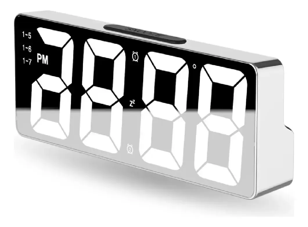 Reloj Despertador Digital Led Moderno Tipo Espejo Alarma Elegante img #1