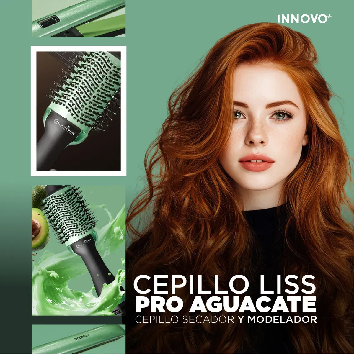 Plancha Profesional Cepillo Secador Modelador Iónico Liss Pro Aguacate Alisado Rápido Verde Verde img #2