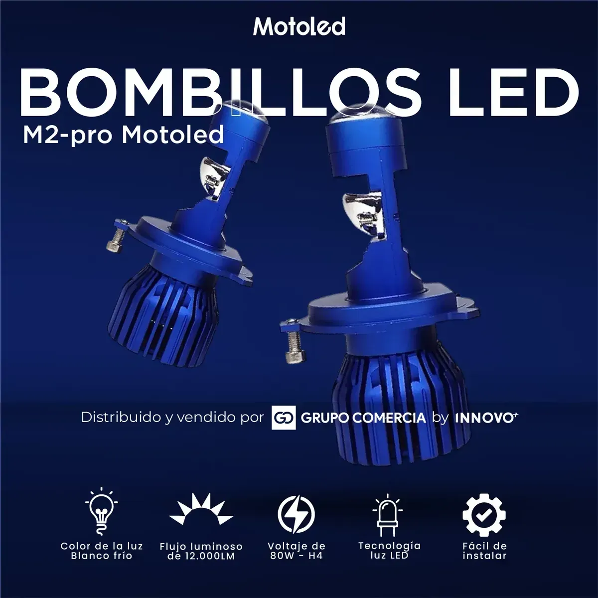 Bombillo Led H4 Moto M2-pro Motoled Lupa Proyector 12.000lm img #3