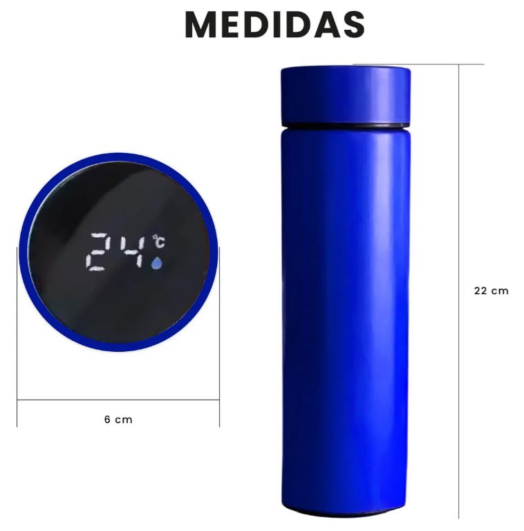 Termo Led 500ml Acero Inoxidable Pantalla Azul img #3