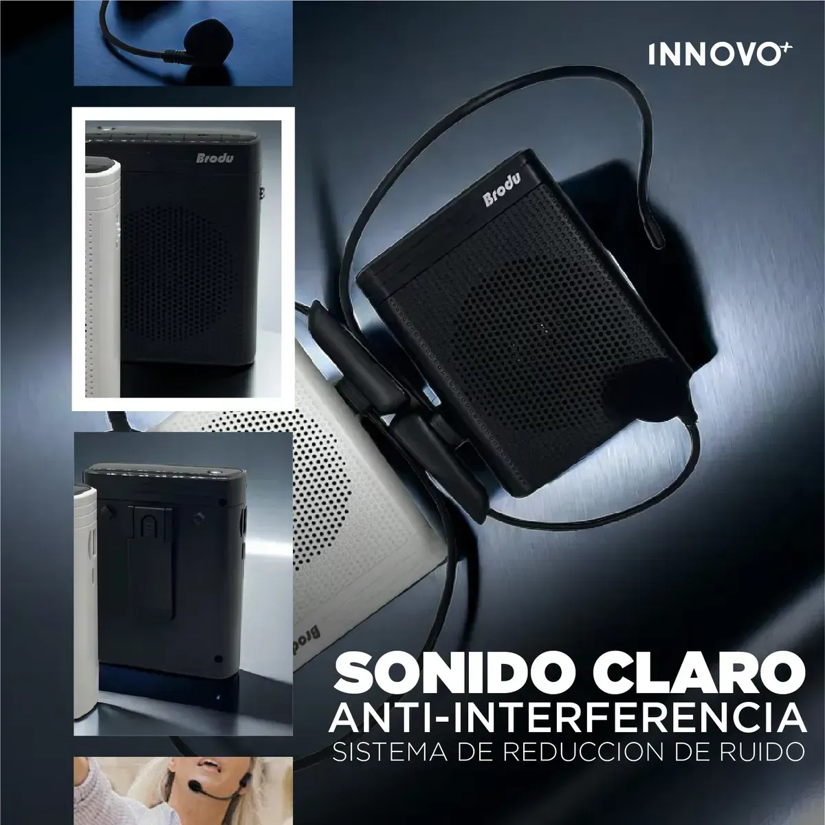 Amplificador Megafono De Voz Portátil Bluetooth Inalámbrico Negro Negro img #3