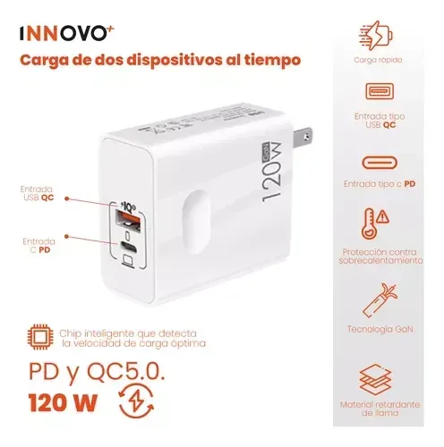 Cargador De Celular Laptop 120w Carga Fast img #2