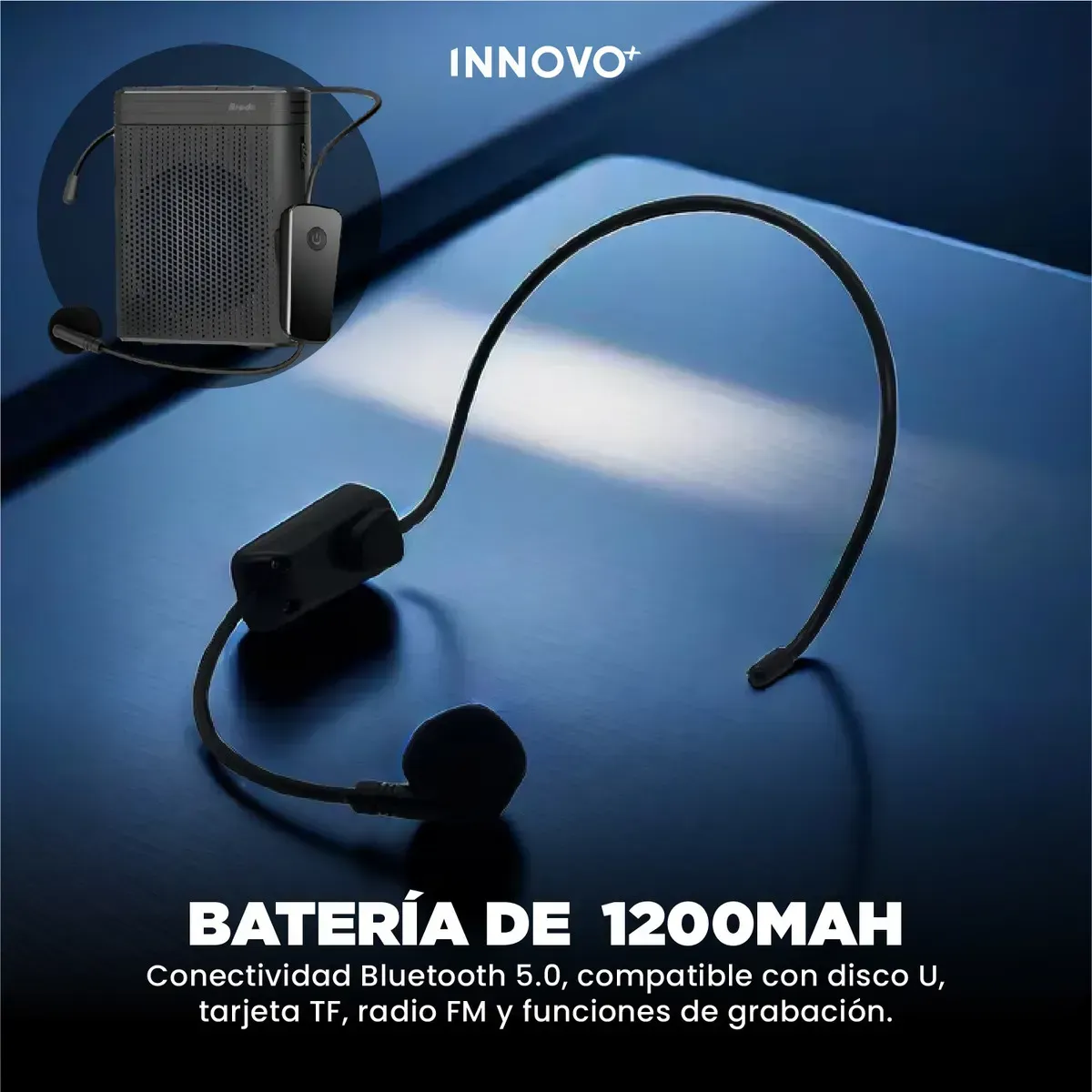Amplificador Megafono De Voz Portátil Bluetooth Inalámbrico Negro Negro img #7