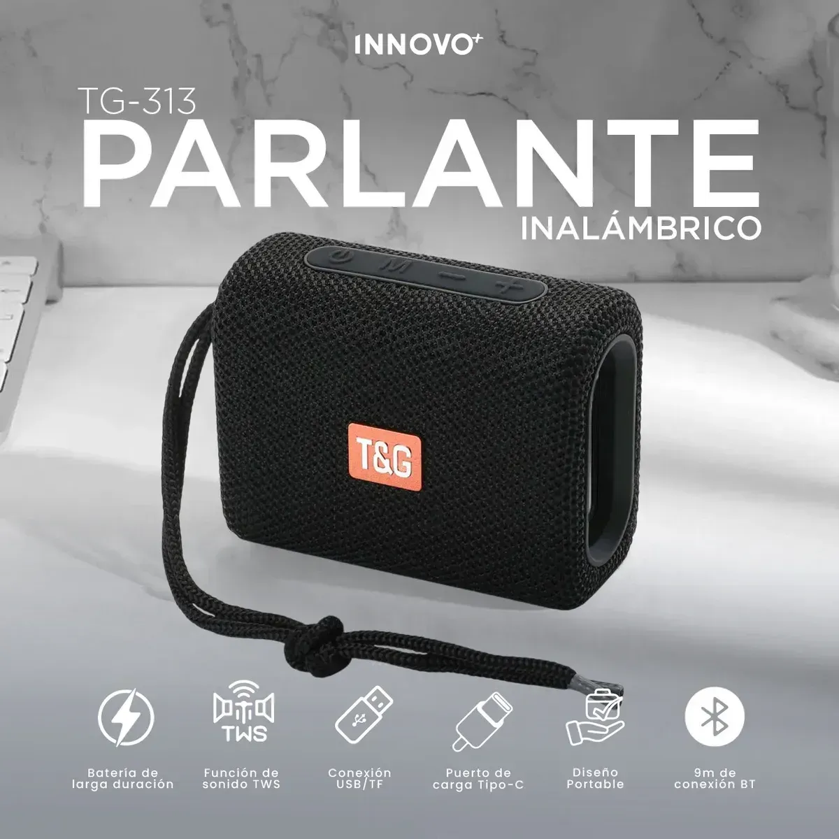 Mini Parlante Bluetooth Negro Tws Impermeable Mp3 Negro img #4
