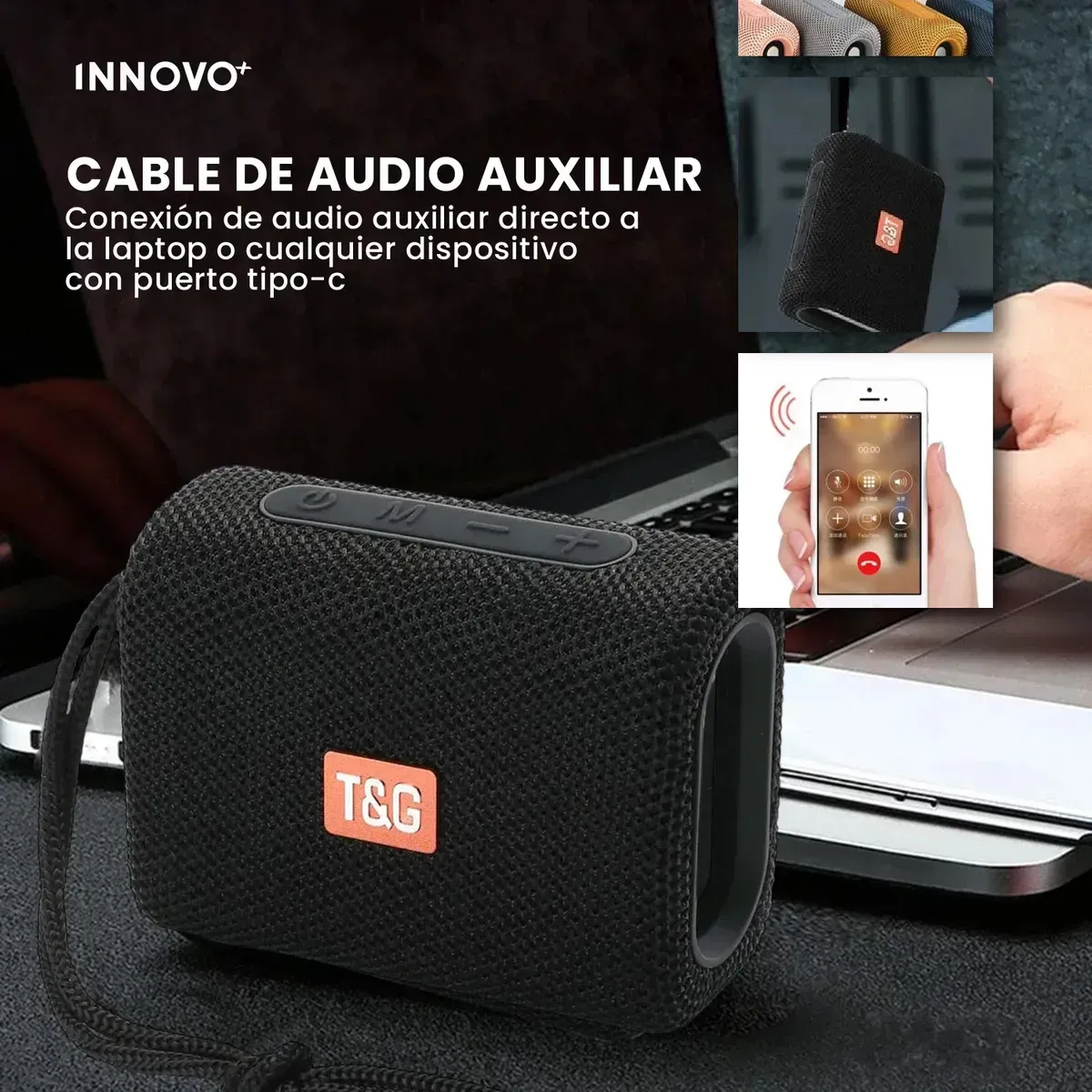 Mini Parlante Bluetooth Negro Tws Impermeable Mp3 Negro img #5