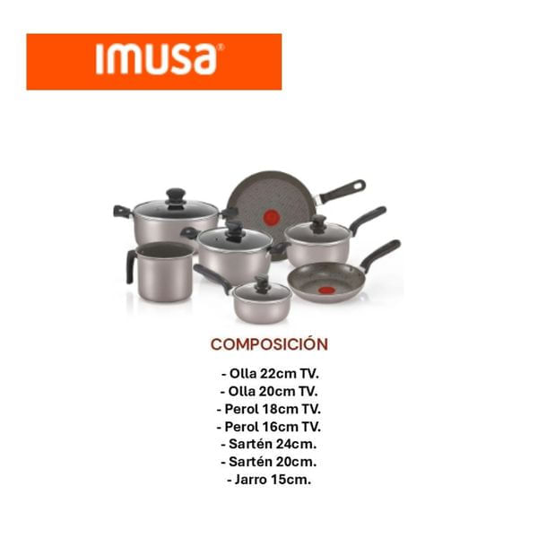 Batería de Cocina IMUSA 11 Piezas Antiadherente con Ollas y Sartenes img #1
