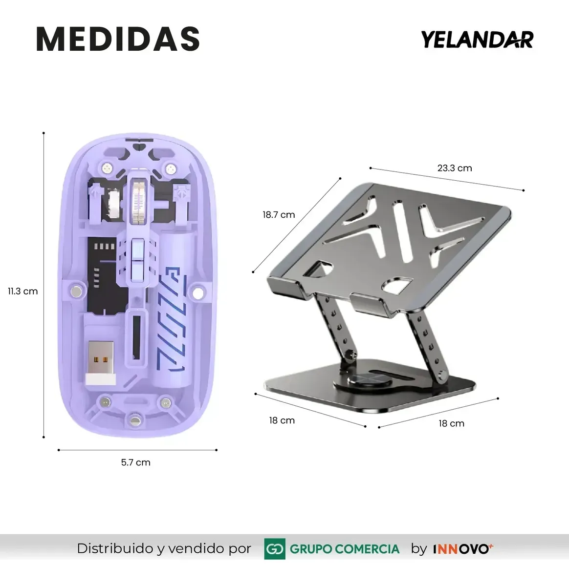 Soporte Laptop 360° Aluminio Con Mouse Slim Bluetooth Dual Silent Lila Grs Con Lila Grs Con Lila img #3