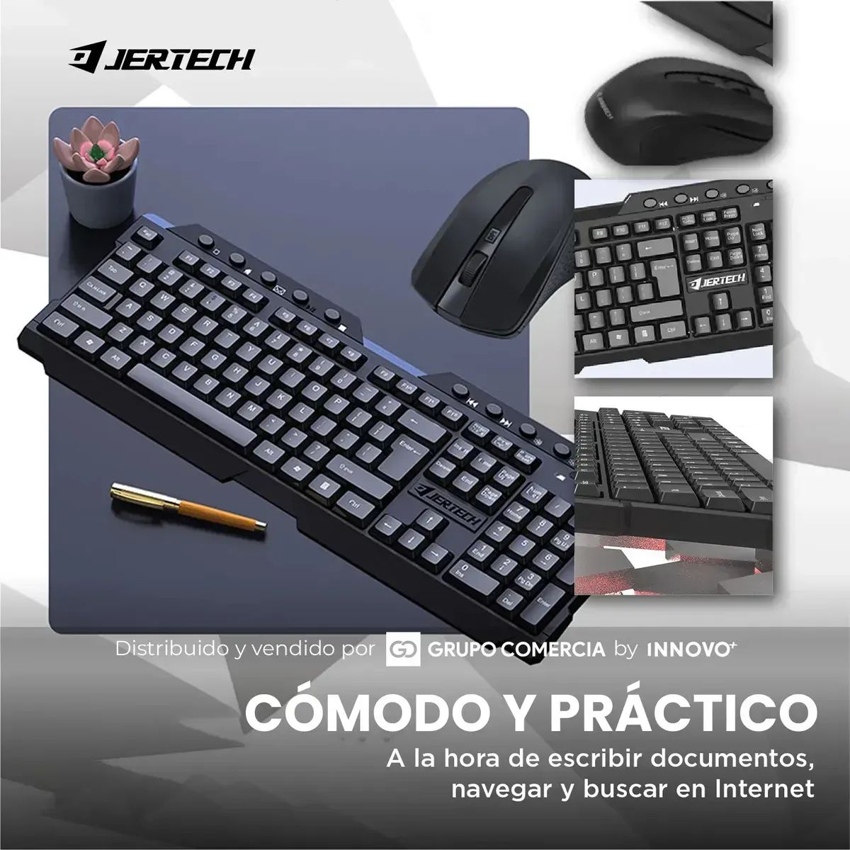 Teclado Y Mouse Jertech Inalámbrico Ultra Silencioso Ergonómico Y Multimedia Negro Negro img #4