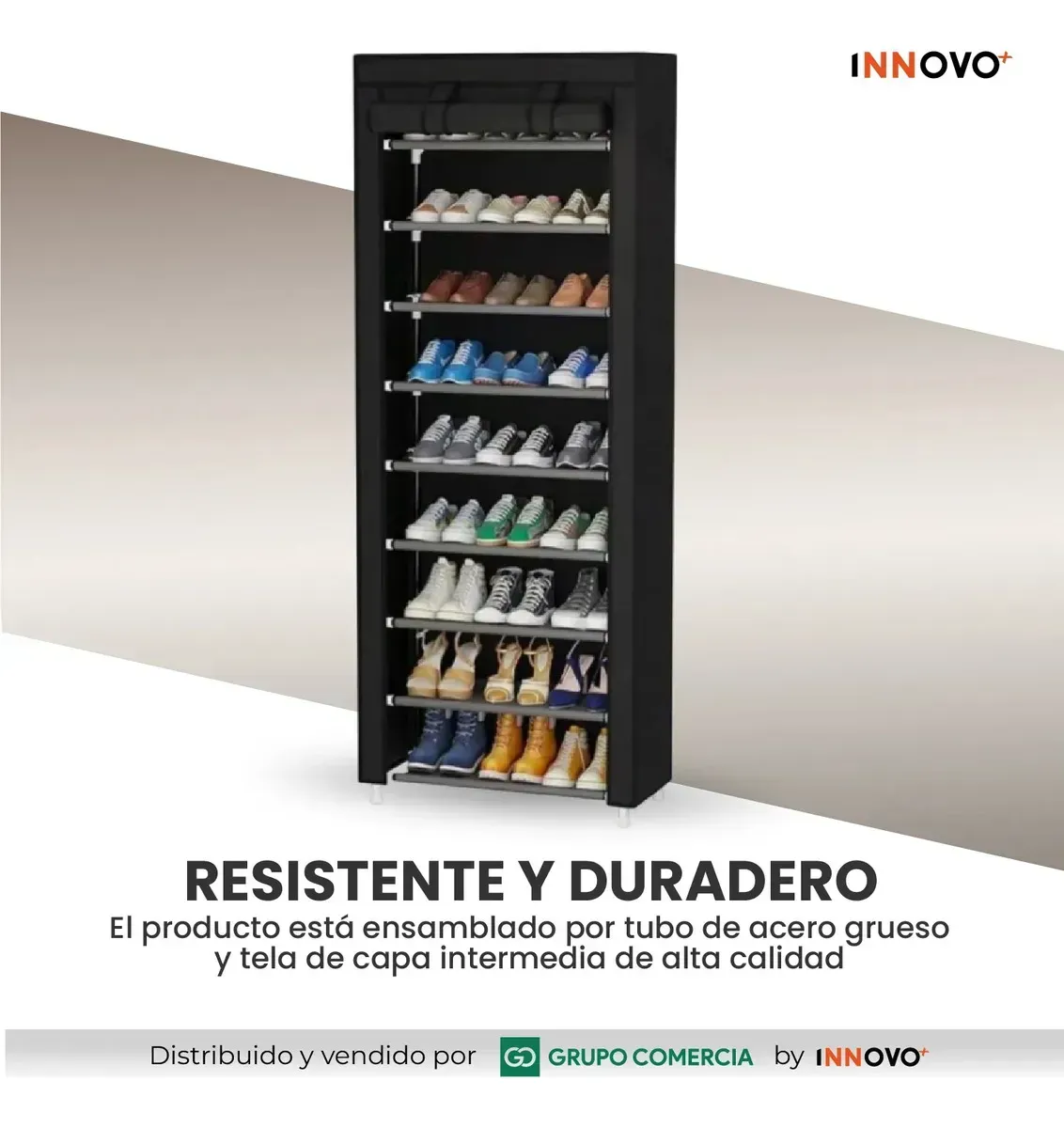 Zapatero Organizador De 10 Niveles Torre Multiusos Reforzada 30 Pares Negro img #4