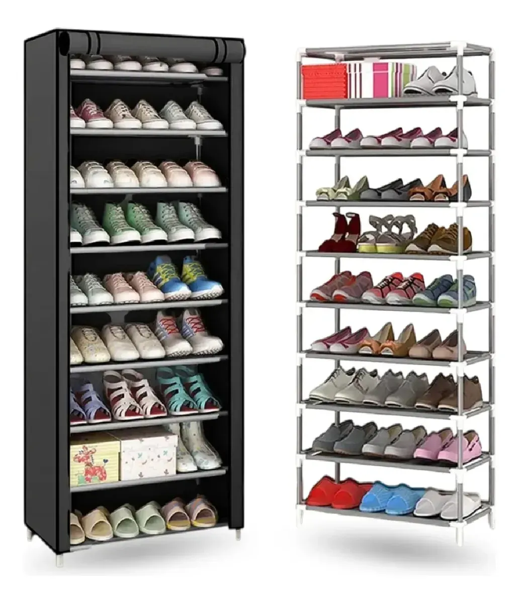 Zapatero Organizador De 10 Niveles Torre Multiusos Reforzada 30 Pares Negro img #1