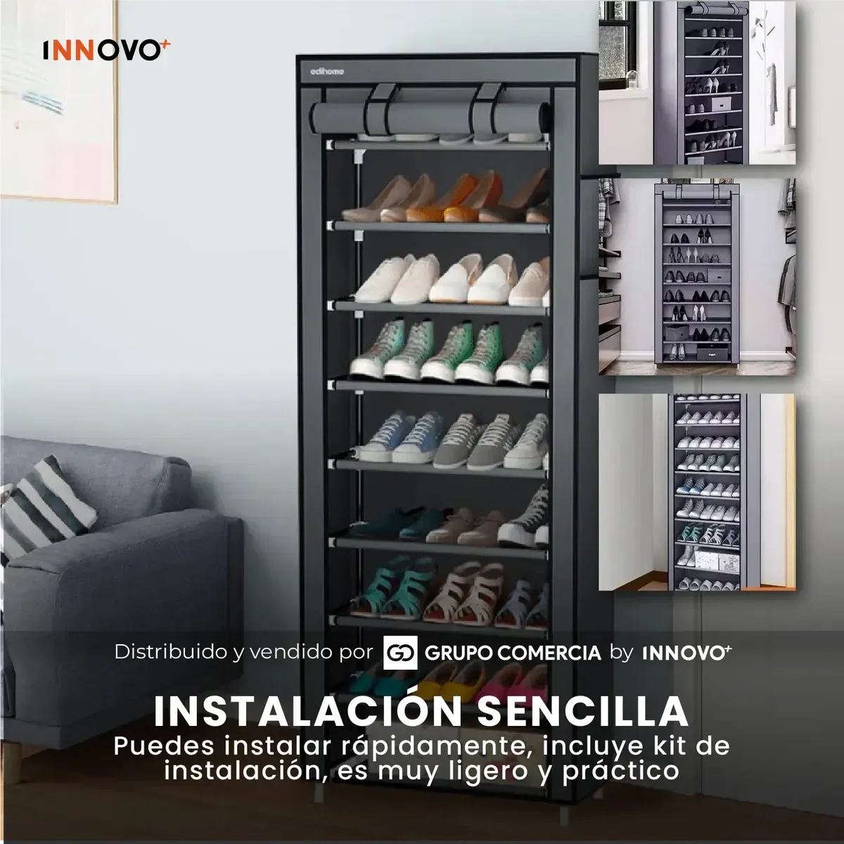 Zapatero Organizador De 10 Niveles Torre Multiusos Reforzada 30 Pares Negro img #3