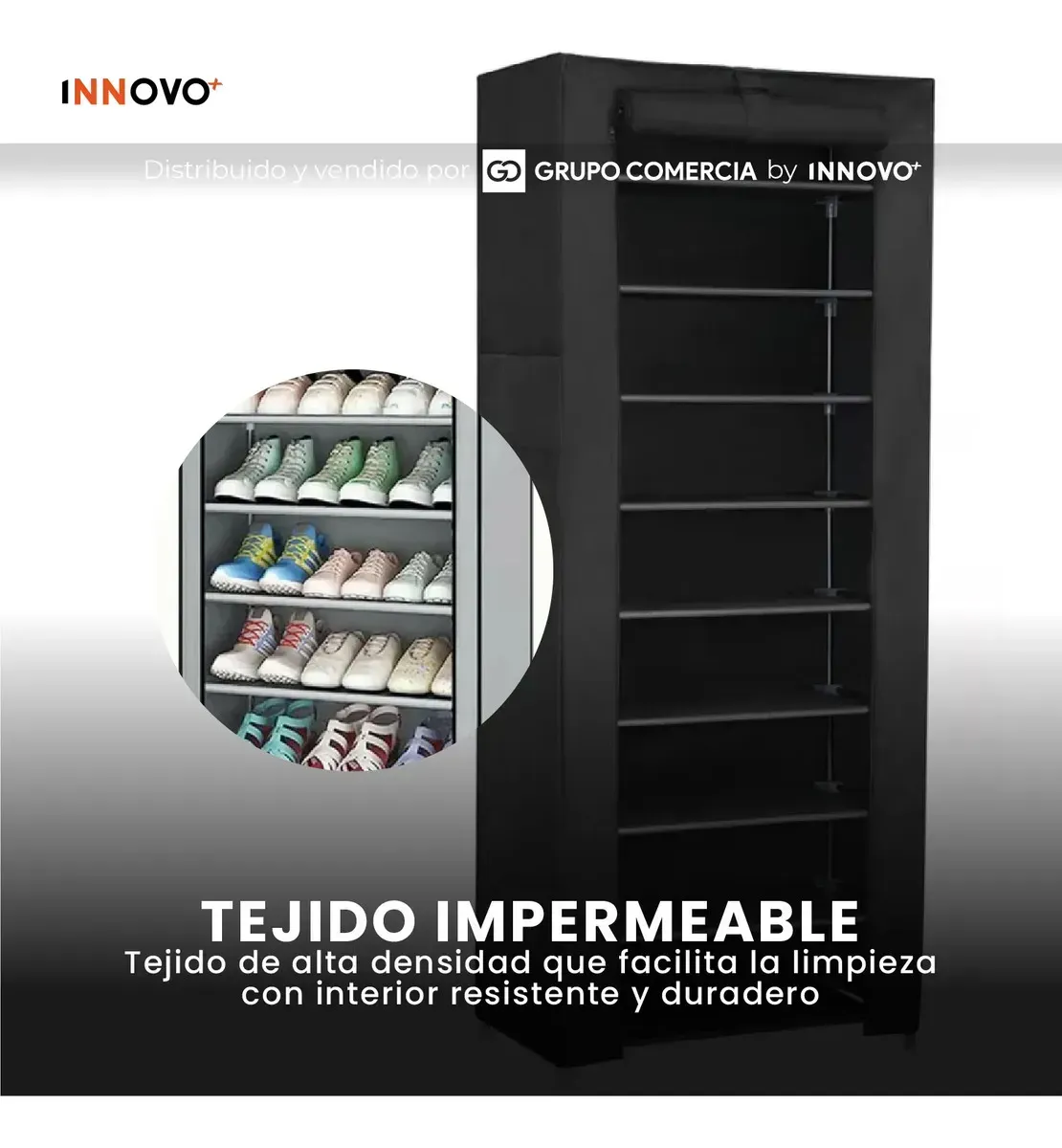 Zapatero Organizador De 10 Niveles Torre Multiusos Reforzada 30 Pares Negro img #6