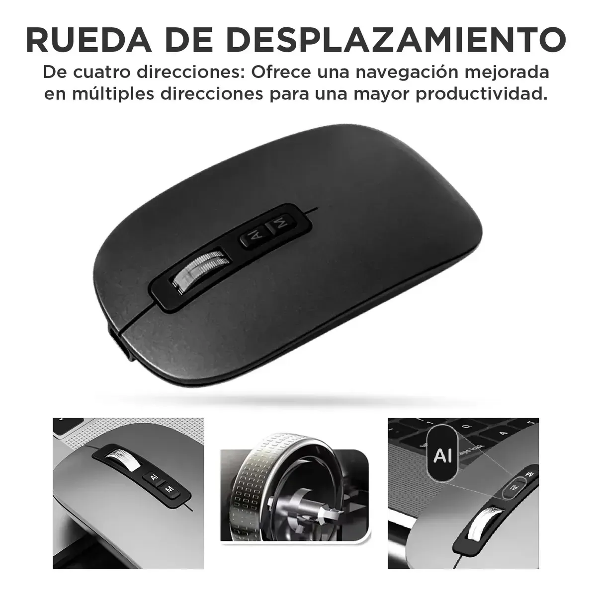 Mouse Inteligente V16 Con Ia: Dictado Por Voz Bluetooth Negro img #6