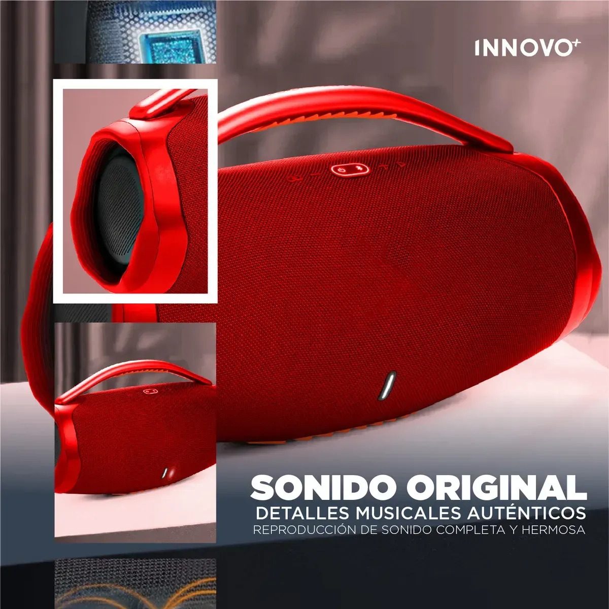Parlante Bluetooth Booms Box 3 40w Portátil Rojo img #5