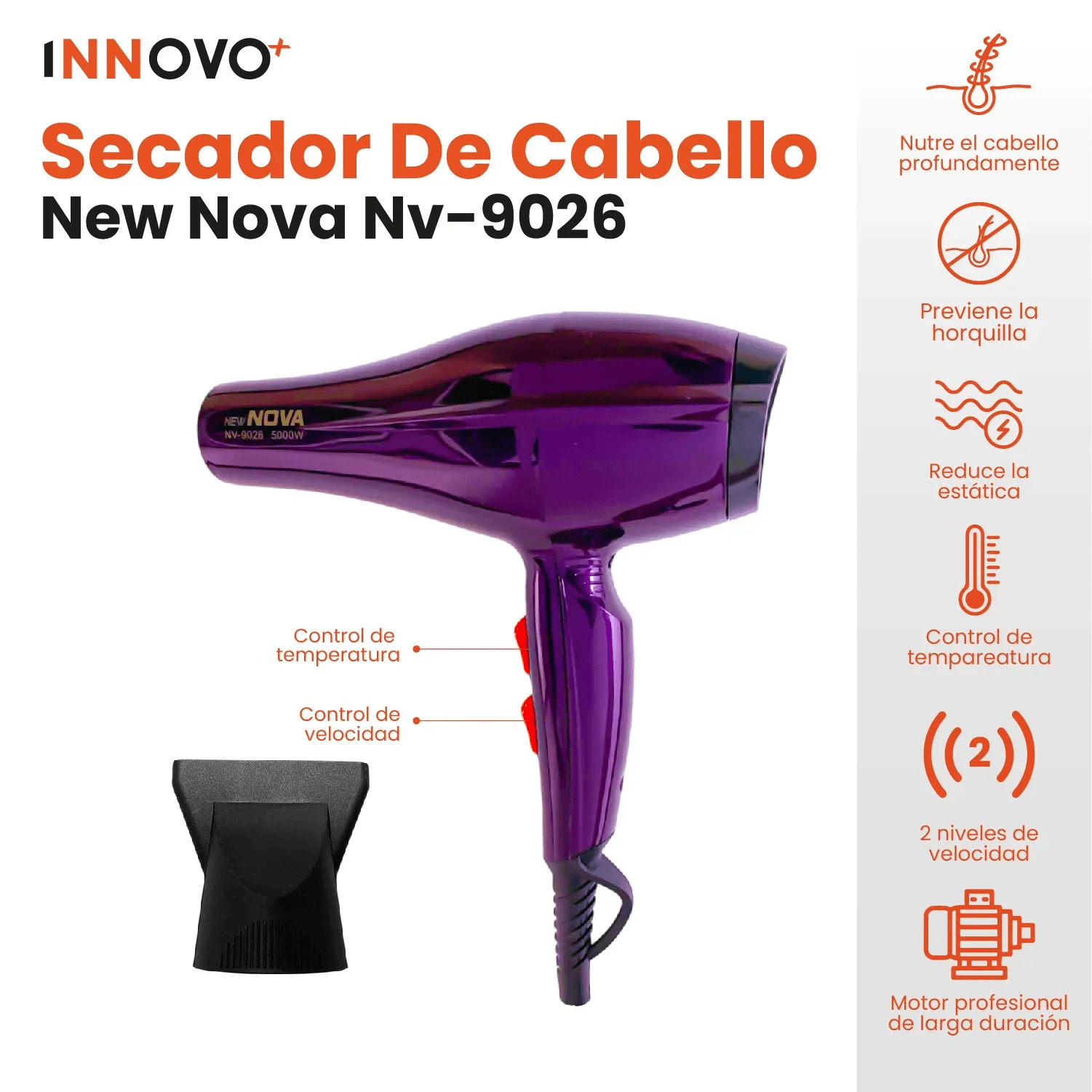 Secador De Cabello Alta Potencia 5000W Nova 9026 Original img #2