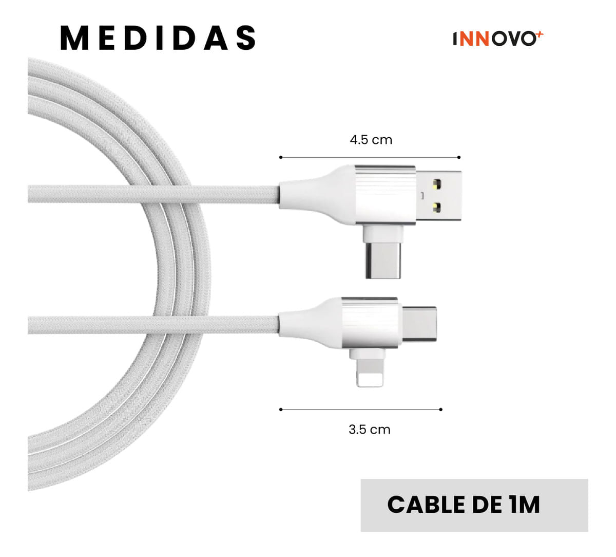 Cable De Carga Universal 4 En 1 Carga Rápida 60w USB Tipo C Multicargador img #2