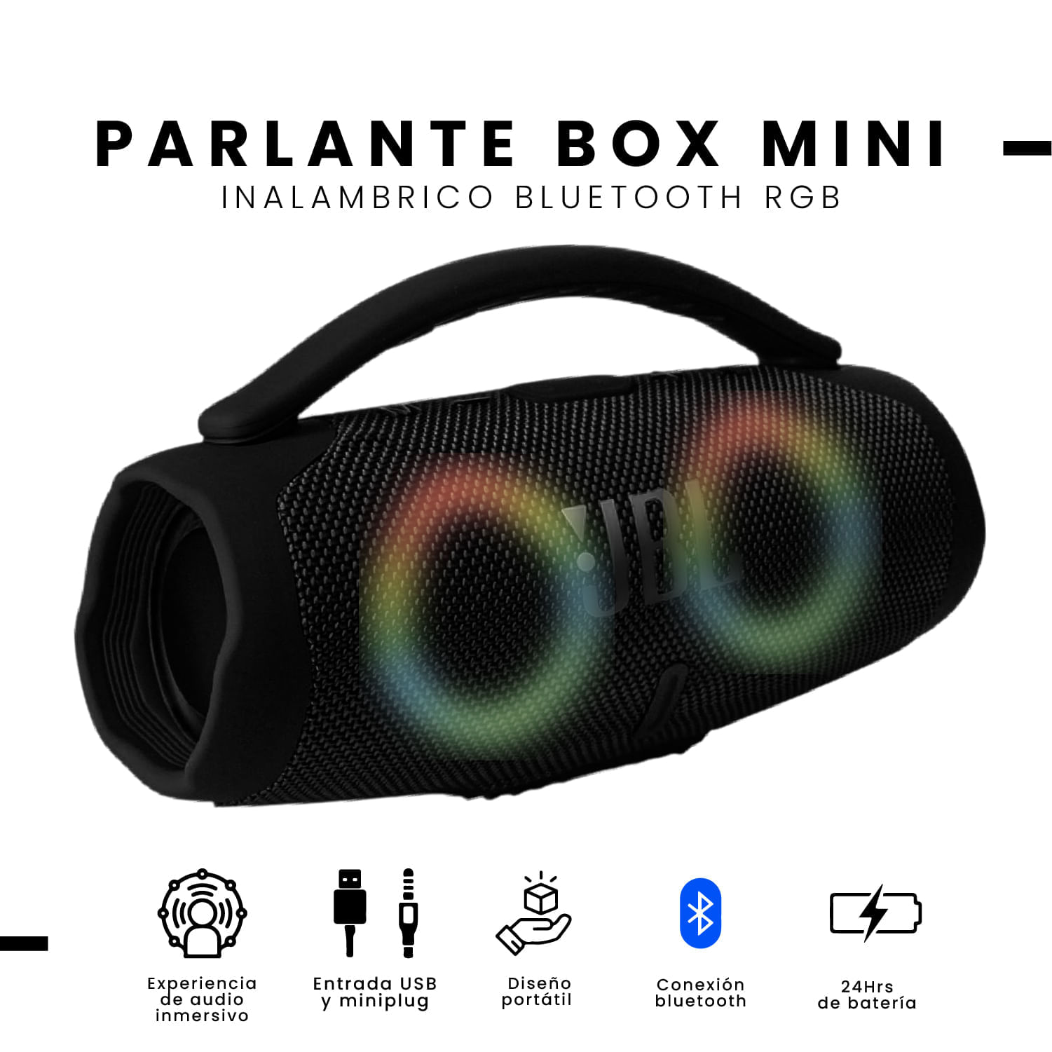 Parlante Mini Boom Bluetooth Inalámbrico Negro Innovo img #7