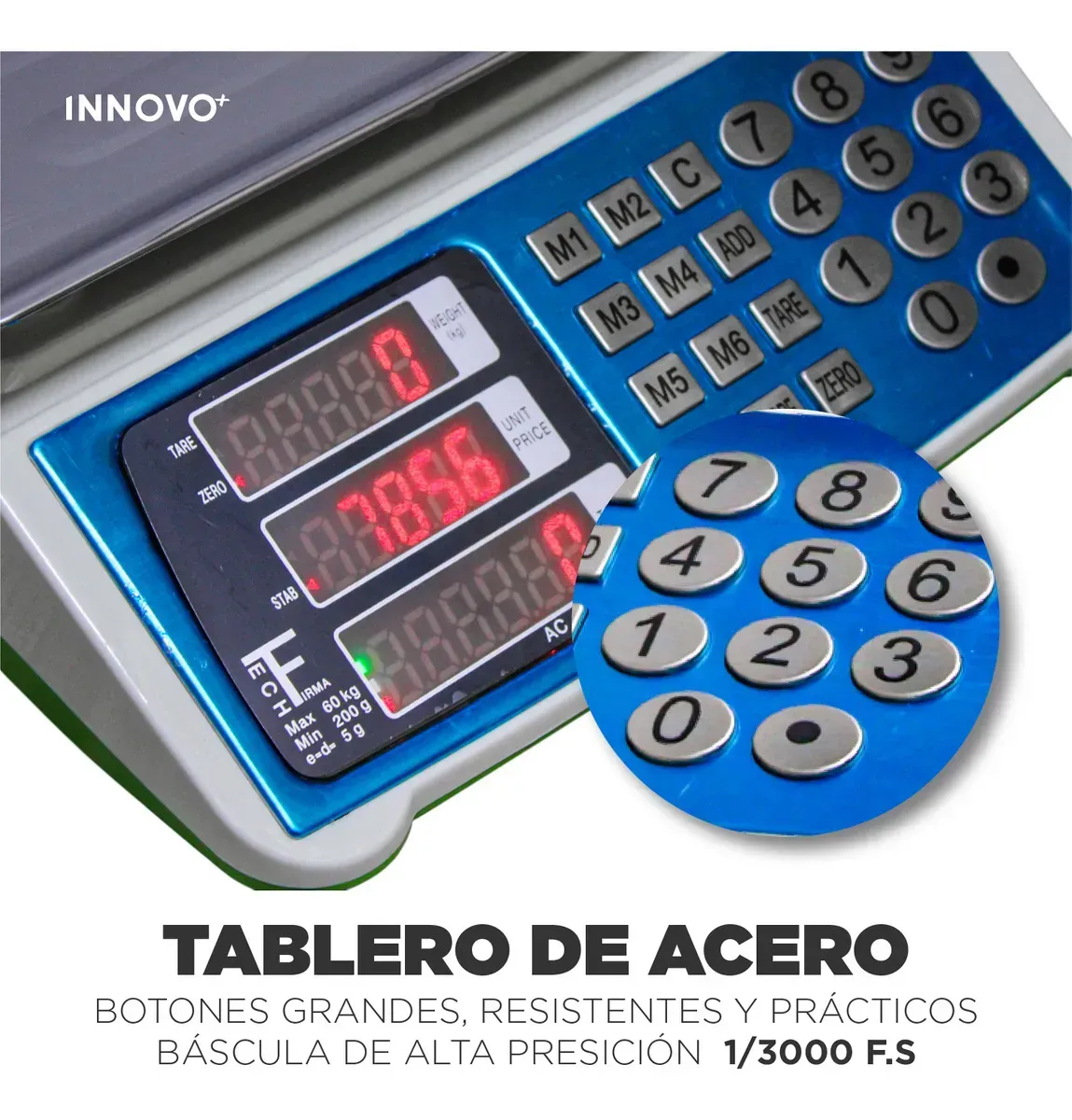 Báscula Digital Comercial 60kg Pesaje Preciso Acero Inoxidable Acs img #3