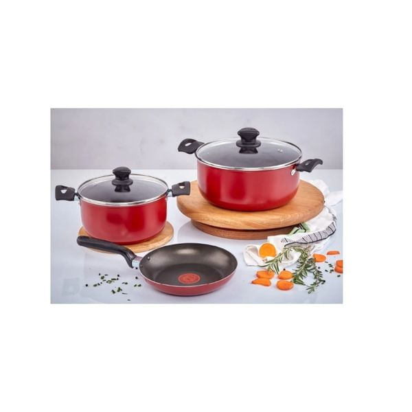 Batería de Cocina Imusa Colors 5 Piezas Roja Antiadherente con Tapa de Vidrio img #3