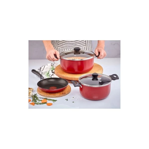 Batería de Cocina Imusa Colors 5 Piezas Roja Antiadherente con Tapa de Vidrio img #5