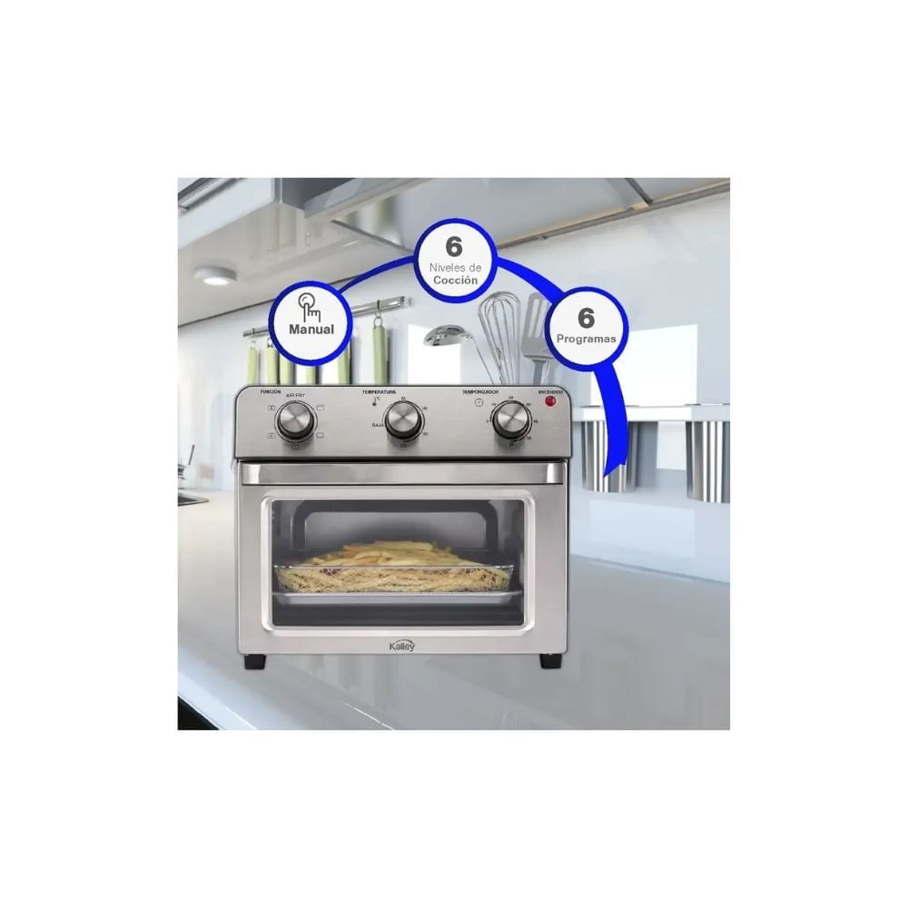Horno Eléctrico Kalley 20 Litros Air Fryer 1500W Multifunción img #3