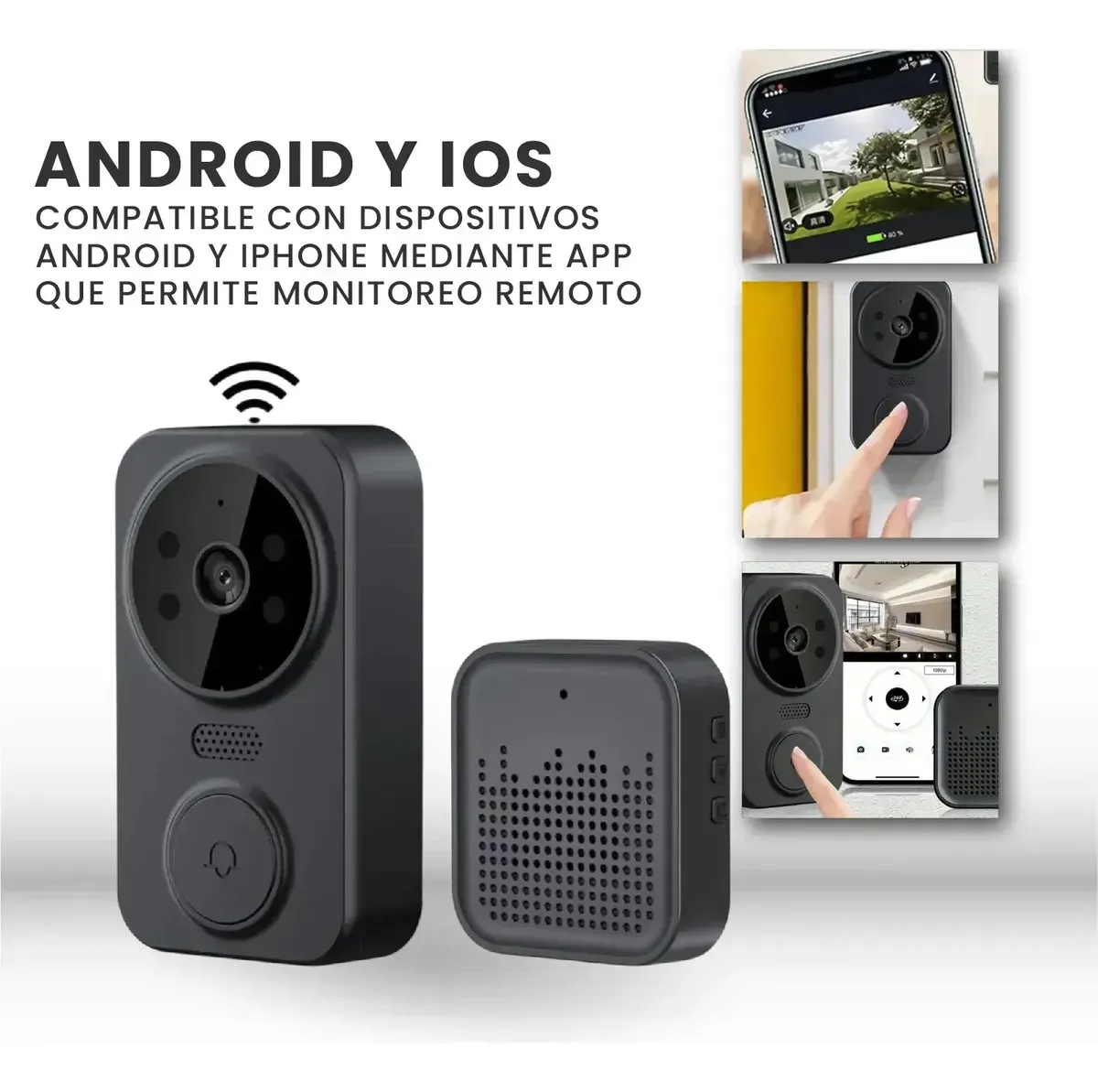 Videoportero Inteligente Wifi Cámara Hd 720 Visión Nocturna Audio Bidireccional Monitoreo img #7
