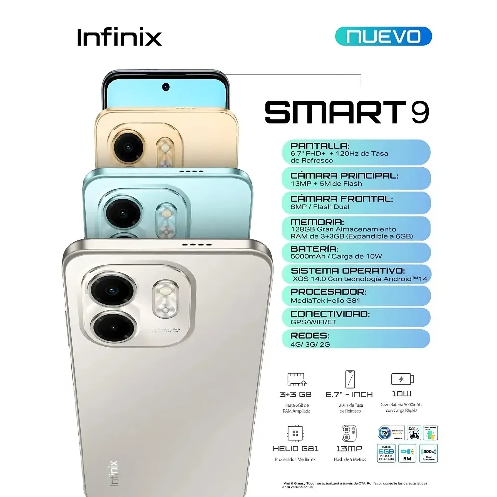 Celular Infinix Smart 9 128GB 6GB RAM + Obsequio Smartwatch Mobulaa img #4